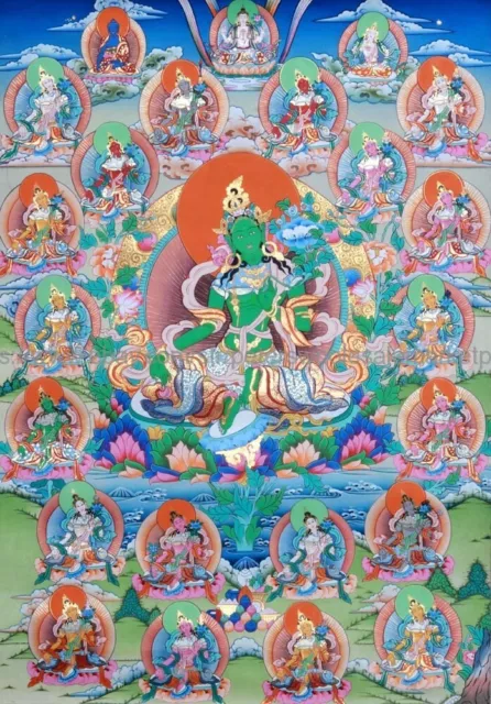 Twenty Two Forms of Tibetan Buddhist Goddess Green Tara paper poster wall décor