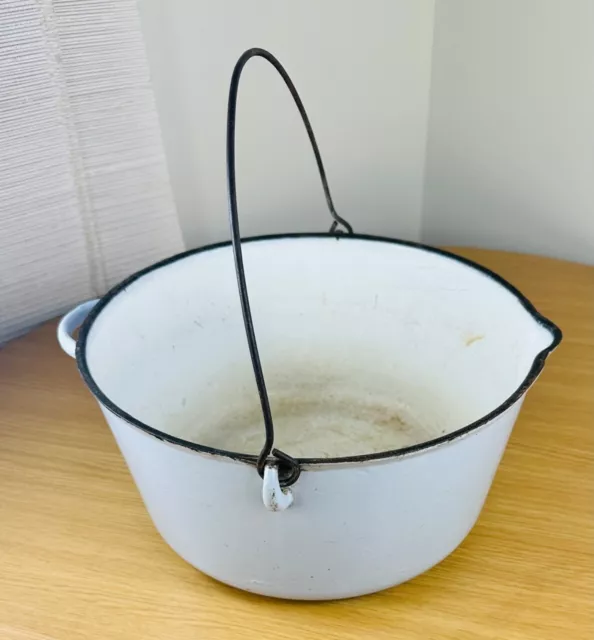 Vintage Antique Cast Iron Enamel Dutch Oven Pot Large 12" Diameter !  Vollrath?