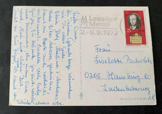 East-Germany DDR GDR 1973 Leipzig - used postcard to Hamburg - Michel No. 1859