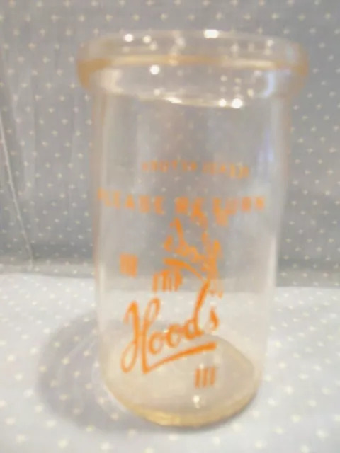 Vintage Hood's Dairy Half Pint Glass Milk / Juice Bottle ~ EUC