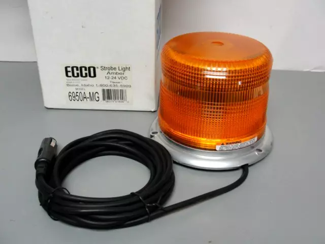 Ecco 6950A-Mg Strobe Amber Light Beacon 🚨 12-24 Vdc Magnet Mount Usa New In Box