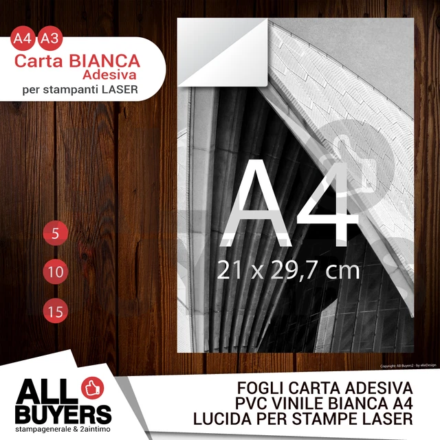 200 FOGLI A3 Vinile Pvc Adesiva Bianca Lucida Polipropilene X Stampante Laser EUR 144,80 - IT - Foto 9