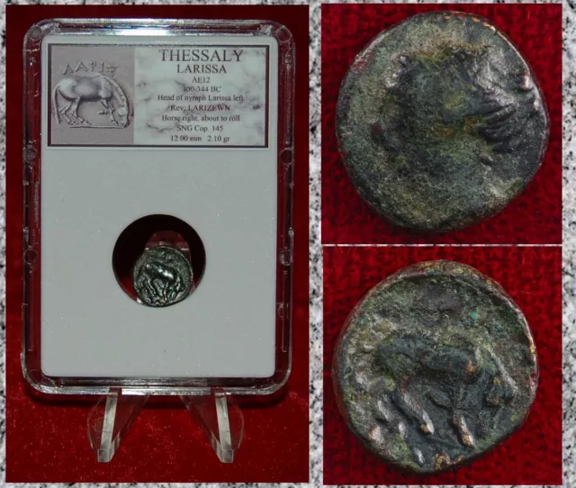 Ancient Greek Coin THESSALY LARISSA Nymph Larissa and Horse