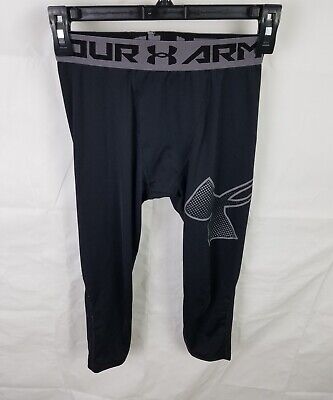 Under Armour UA Fitted 3/4 Length Tights Black Active 1289963 Boys Size YMD