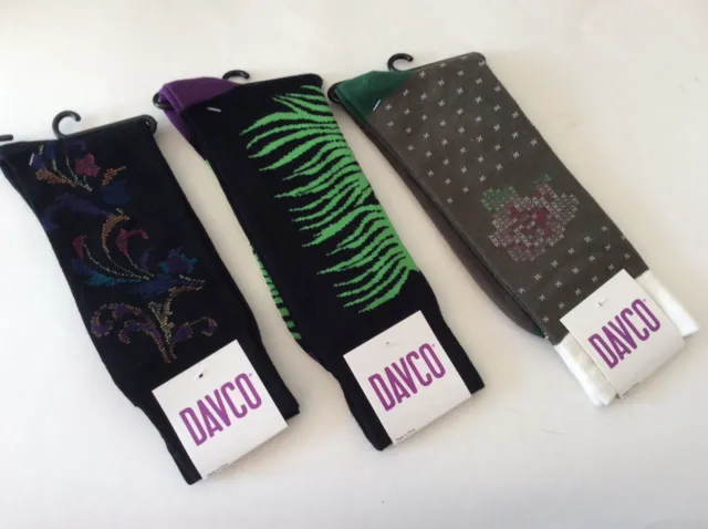 3 Pairs Mens Novelty Socks By DAVCO* Sz 10-13 * Black/Army Green*Combed Cotton