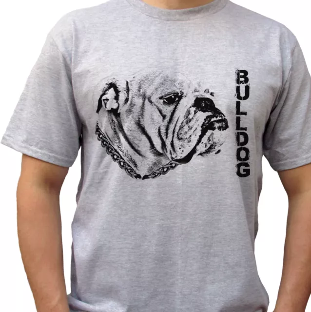 Bulldog - grey t shirt top english bulldog tee dog design - mens sizes