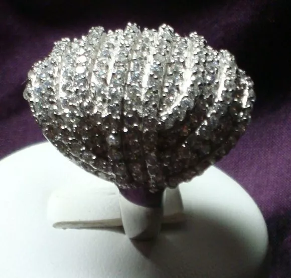 Bold stunning Solid 925 Silver 2.5 cts Cubic Zirconia Cocktail Rings