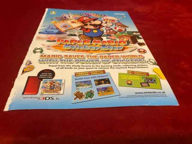 Game2 Game Advert 11X8 Super Mario Sticker Star Nintendo 3Ds