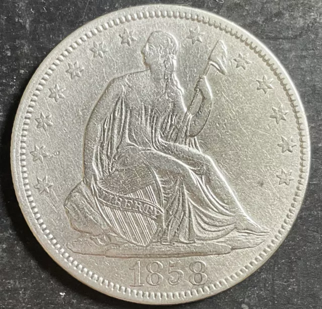 1858-P Seated Liberty Half Dollar 50c Higher Grade Estate Coin silver q120