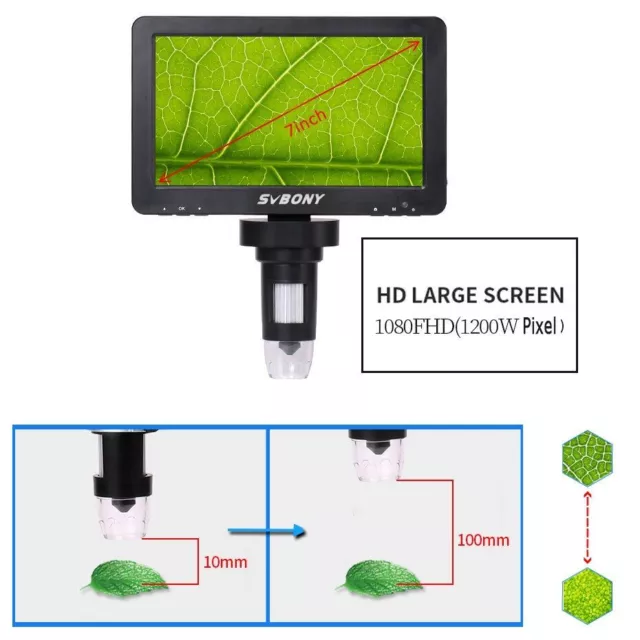 SVBONY SV604 LCD 7 " Portatile Microscopio 1x-1200x Ingrandimento Con Filo 3
