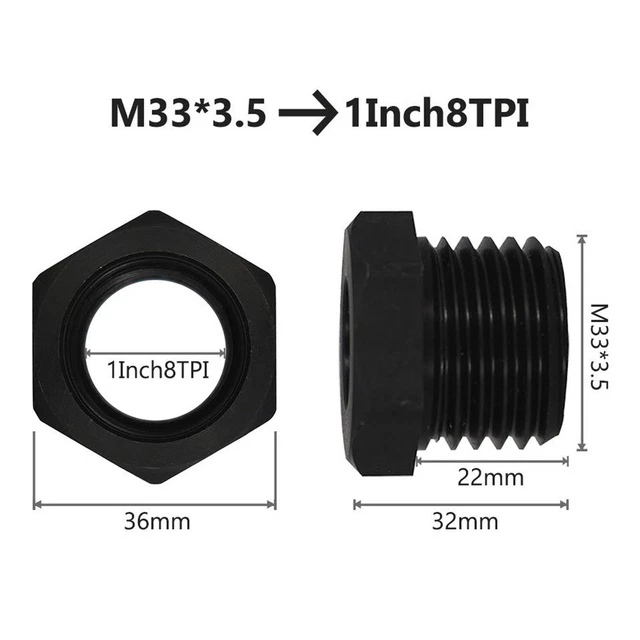 Adaptateur Mandrin Tour M33X3.5 à 1 Pouce 8TPI Pour Tour à Bois Métal