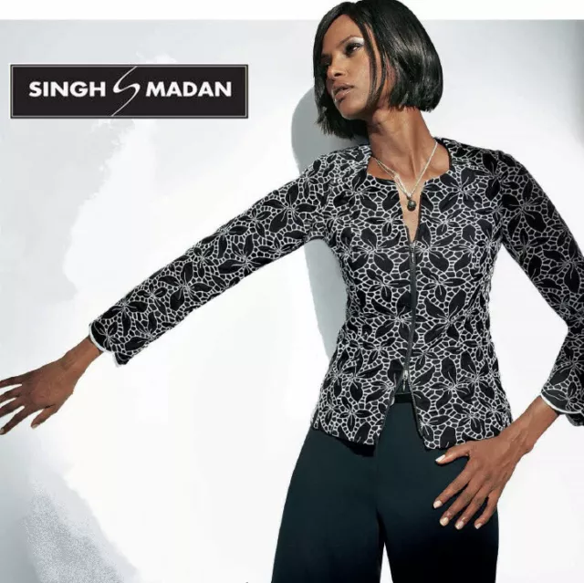 NEU WOW ! DESIGNER JACKE aus SPITZE 34 SINGH S. MADAN schwarz-weiss 156€ *016181