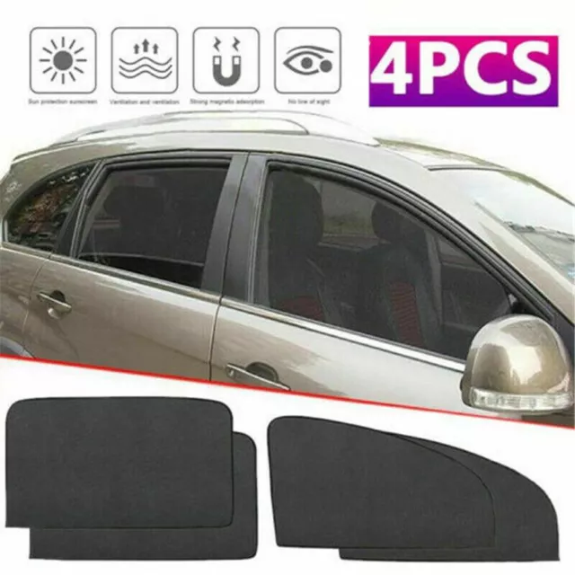 4x Magnetic Car Side Front Rear Window Sun Shade Cover Mesh Shield UV Protection