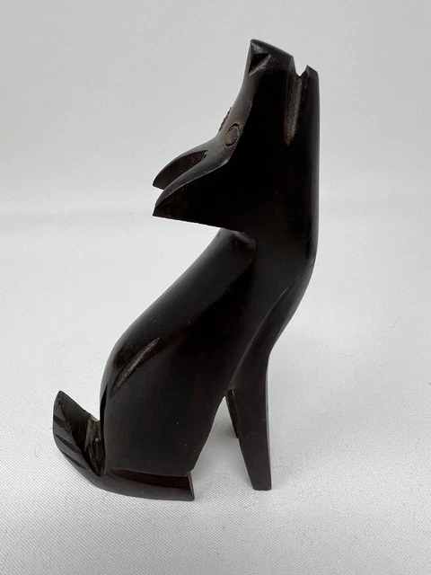 Vintage Hand Carved SW Style Ironwood Coyote Howling 5” Tall