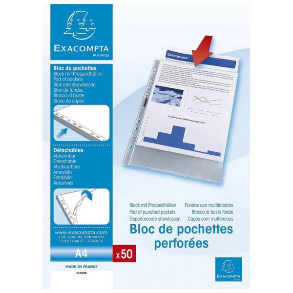 30 Pochettes Transparentes A4 Ouvertes Sur Le Côté - 6 Couleurs, Plastique, Pour Organisation De Documents