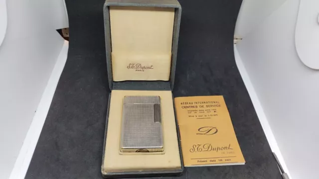 Vintage STDupont Gasfeuerzeug Linie 1L Silber mit Box