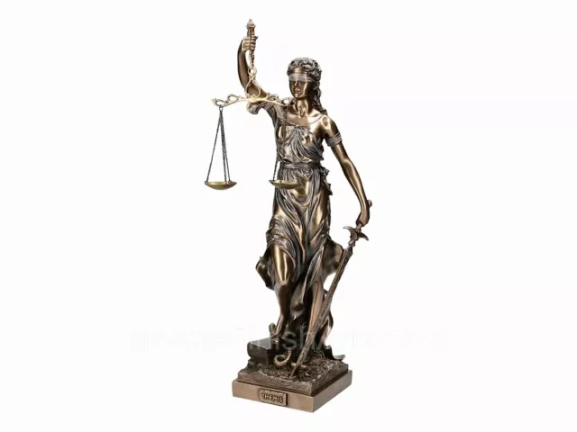Goddess of Justice Themis Lady Justica Statue Sculpture Figure Bronze Finish