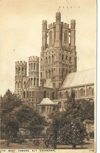 Vintage Postcard - ely cathedral the west towers