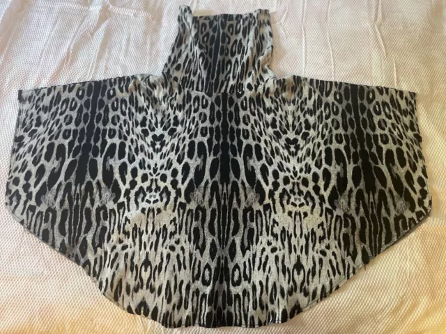 Alberto Makali Animal Print Knit Poncho Black Gray Size Large