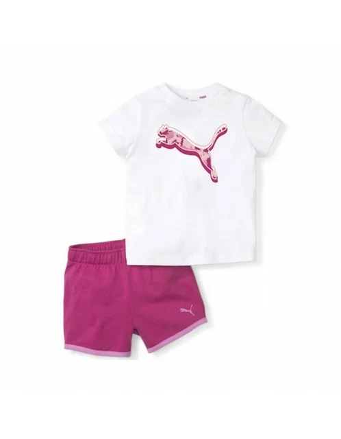 Puma Completino Mezza Manica Corta Bimba Bambina Neonato Sportivo Cotone Estate
