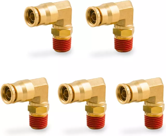 3/8" 90 Degree Elbow Union Brass DOT Push to Connect Air Line Fittings, 3/8" OD