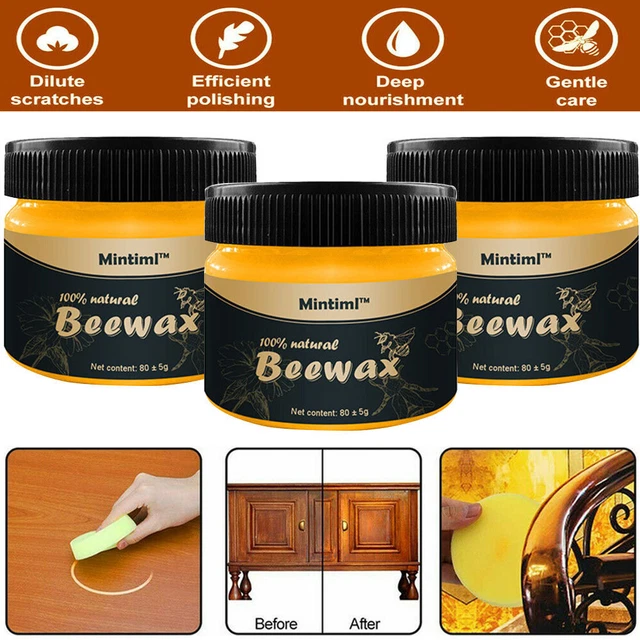 3PCS Beeswax Furniture Polish Wood Seasoning Natural Beewax Wood Wax W/ Cloth US