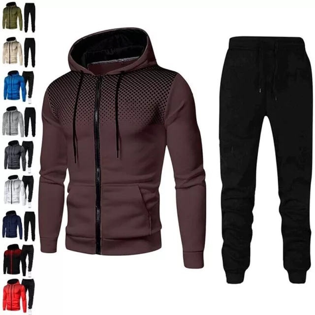 Tuta Da Uomo Felpa Con Cappuccio Felpa Pantaloni Pantaloni Set Sportivo Da 2 -