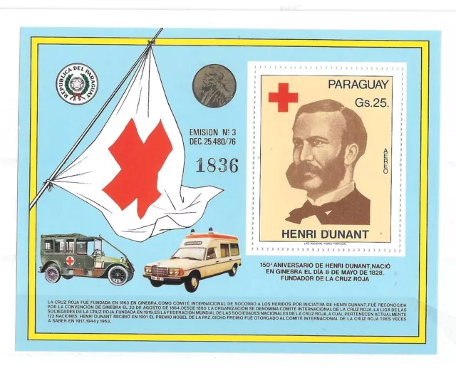 Paraguay Block Postfrisch** Mnh Rotes Kreuz Mercedes Auto Krankenwagen Oldtimer