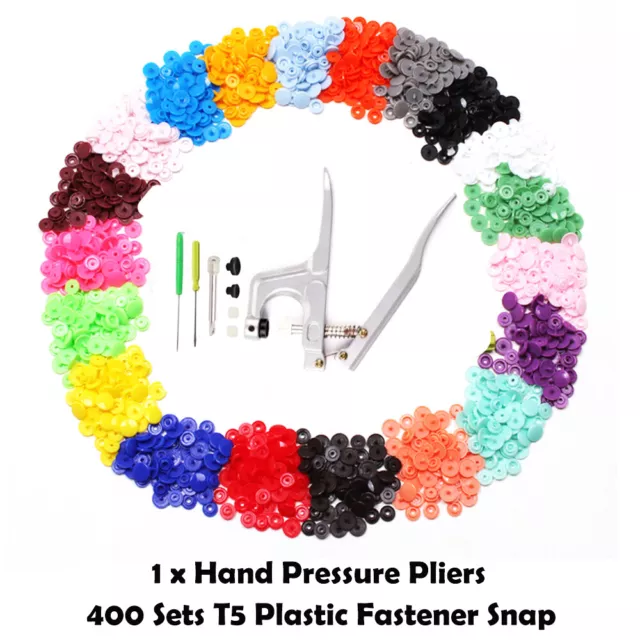 KAM Snaps 400pcs T5 Plastic Buttons Stubs Poppers Fastener Snap Pliers