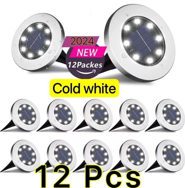 12PACK Solar In Ground Lights Outdoor Buried Lamp Disk LED Lawn Pathway Garden