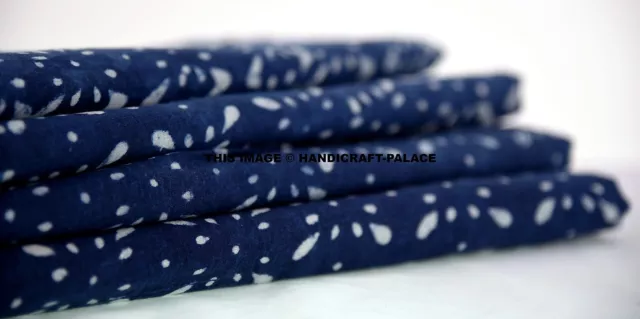 Indian Indigo Blue Dressmaking Craft Decorative Cotton Fabric Sewing By 2.5 Yard