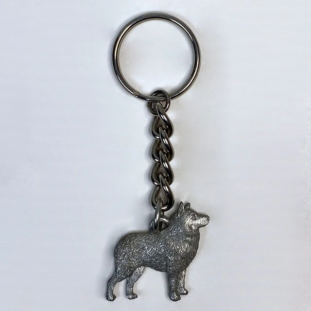 Vintage GG Harris Fine Pewter Schipperke Dog Key Fob Charm