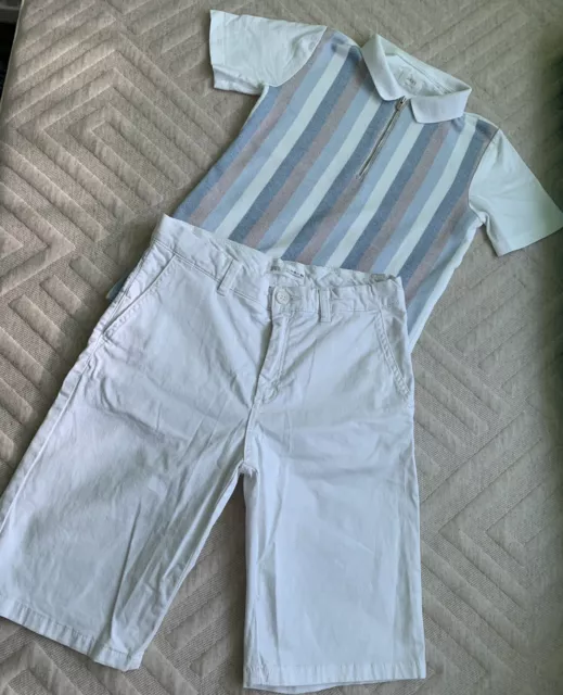 Boys Next Zara Summer Set 9/10 Yrs T Shirt And White Shorts Worn Only Once