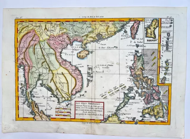 Philippines Taiwan Siam 1780 Rigobert Bonne Antique Engraved Map 18Th Century