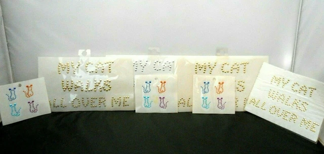 Lot of 8 My Cat Walks All Over Me + Cats Rhinestone Iron-On Hot-Fix Transfer #22