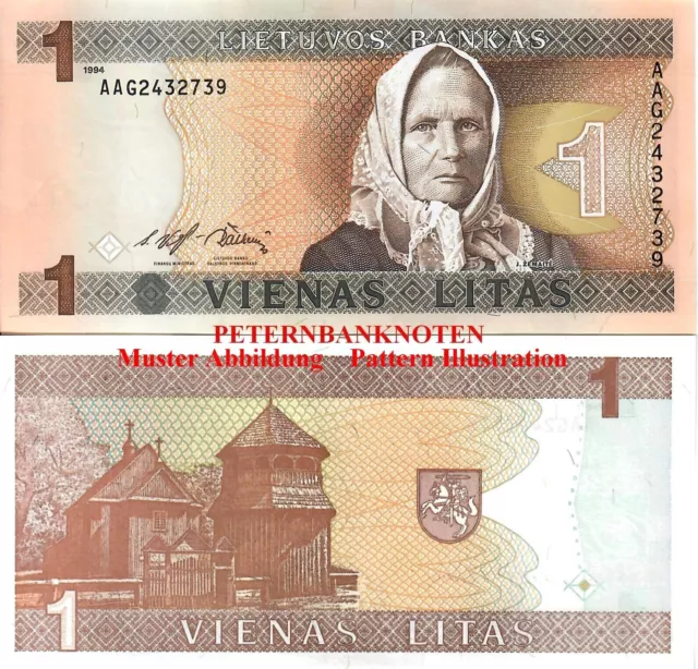 Litauen / Lithuania 1 Litas 1994 Unc. P.53a  6200# Kassenfrisch..