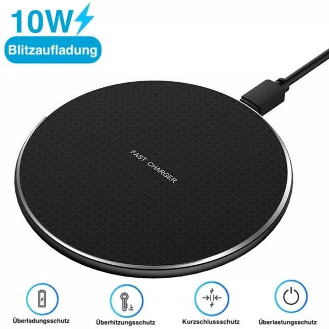 Wireless Charger Qi SCHNELL Ladegerät Induktive Ladestation Kabellos alle Handys