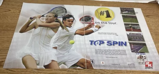 Top Spin Tennis PS2 2005 Vintage Print Ad Maria Sharapova Roger Federer Poster