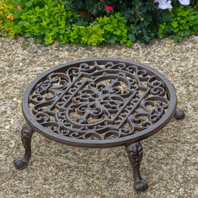 Woodside Round Cast Iron Indoor/Outdoor Heavy Duty Garden Plant Pot Stand 11inch