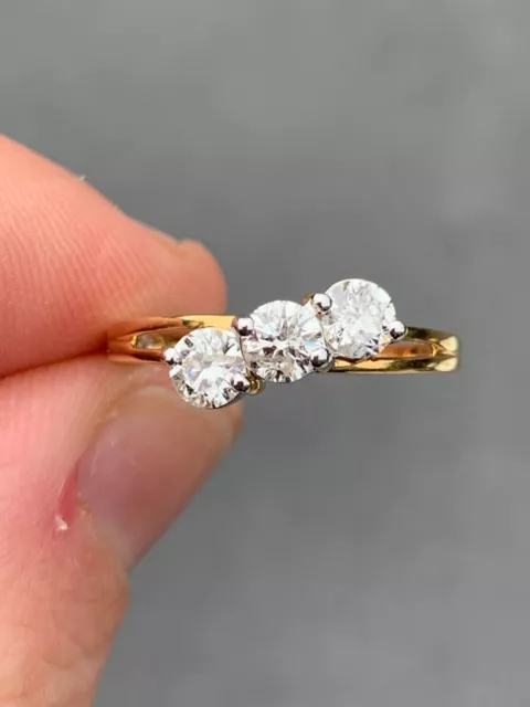 18ct gold diamond 1ct 3 stone ring vintage