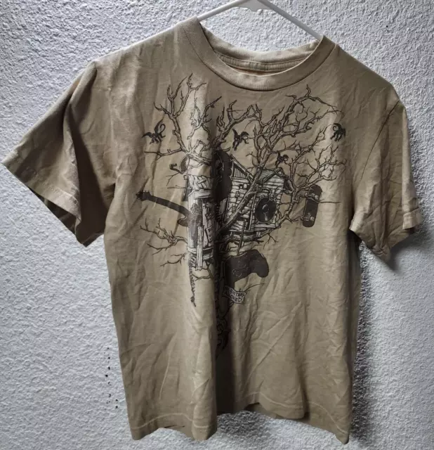 Tree House Men's Short Sleeve Graphic Tee, Beige, Large**Pre-Owned**