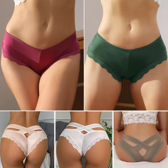 Women Ladies Sexy Underwear Seamless Knickers Panties Sheer Lace Briefs  Silk // 