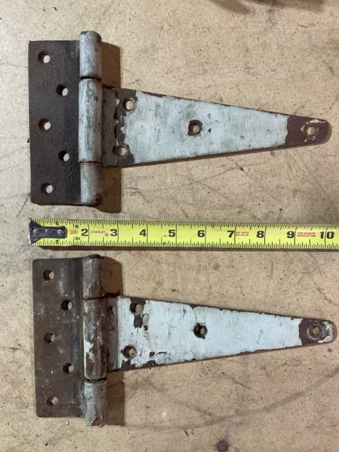 (2) Large Heavy Vintage Iron Gate/Barn Door Hinges-10”-Reclaimed-Antique