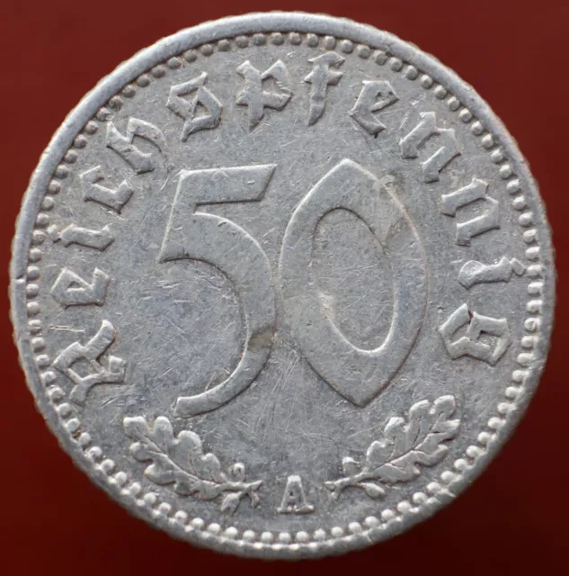 50 Reichspfennig 1941 A - Germany Third Reich coin with swastika - #R402