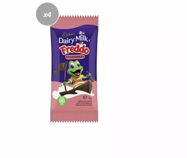 910446 4 x 15g BARS CADBURY DAIRY MILK STRAWBERRY FREDDO MILK CHOCOLATE FROG