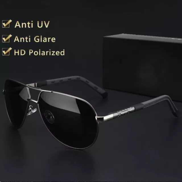 Herren Aluminium HD Sonnenbrille Polarisiert UV400 Schutz Fahren Pilotenbrille