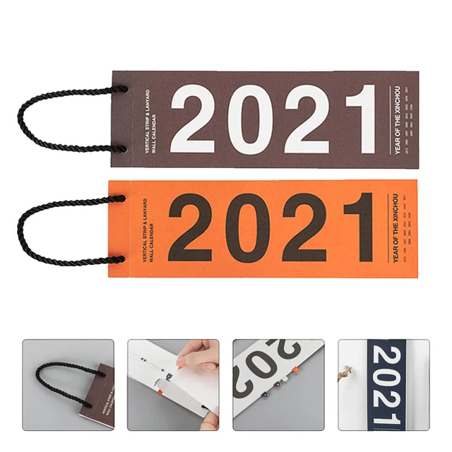 2 piezas 2021 Calendario de papel colgante Calendario Registro Colgante Calendario