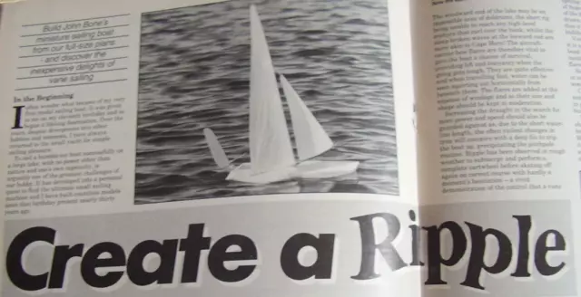 Original Model Boat Plan Ripple Vane Sailing Yacht 1991