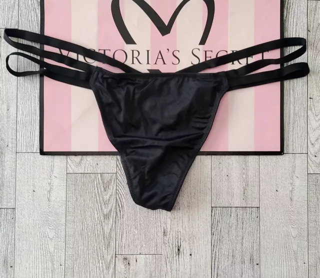 Victoria's Secret Very Sexy Strappy Thong Silky Smooth Satin V-String Panty  XS 