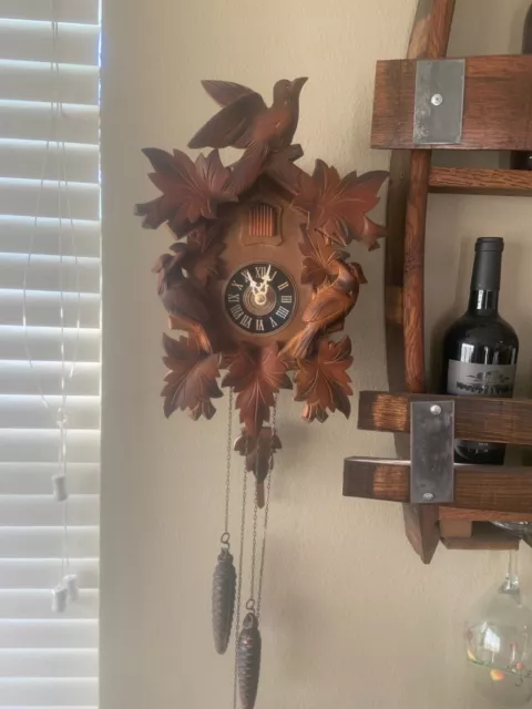 Vintage Hand Carved German Cuckoo Clock Working